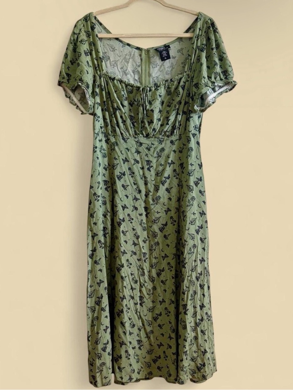 Green Butterfly-Print Midi Dress - Thorn & Fable (Hot Topic)
